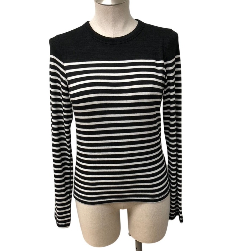 Rag‎ & Bone Striped Knit Top Womens Small Black White Long Sleeve Crew Neck